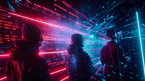 cyberpunk team in a virtual environment