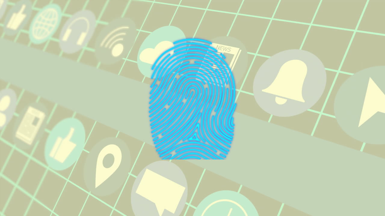 animación de iconos digitales y procesamiento de datos en la red