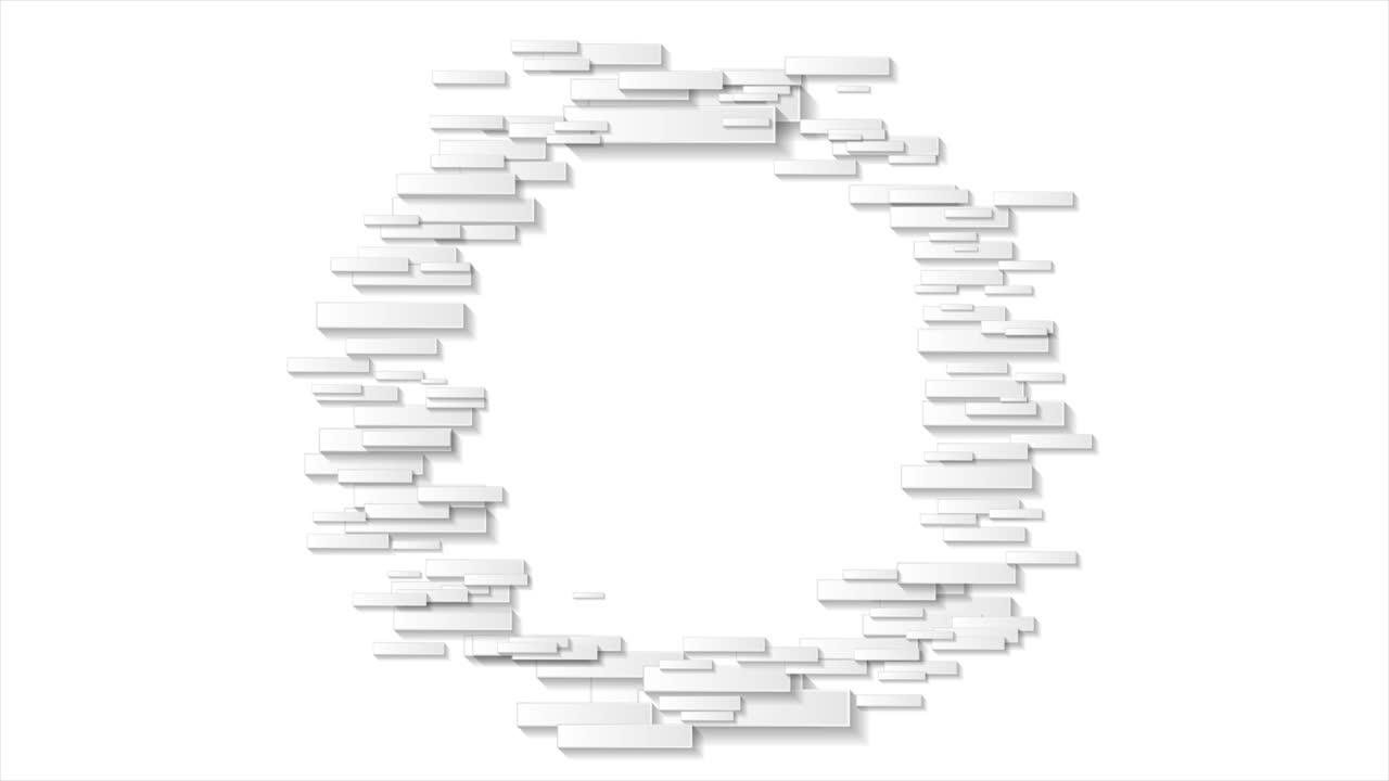 círculo gris abstracto hecho de rectángulos de papel fondo de movimiento