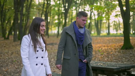 couple walking in autumn park