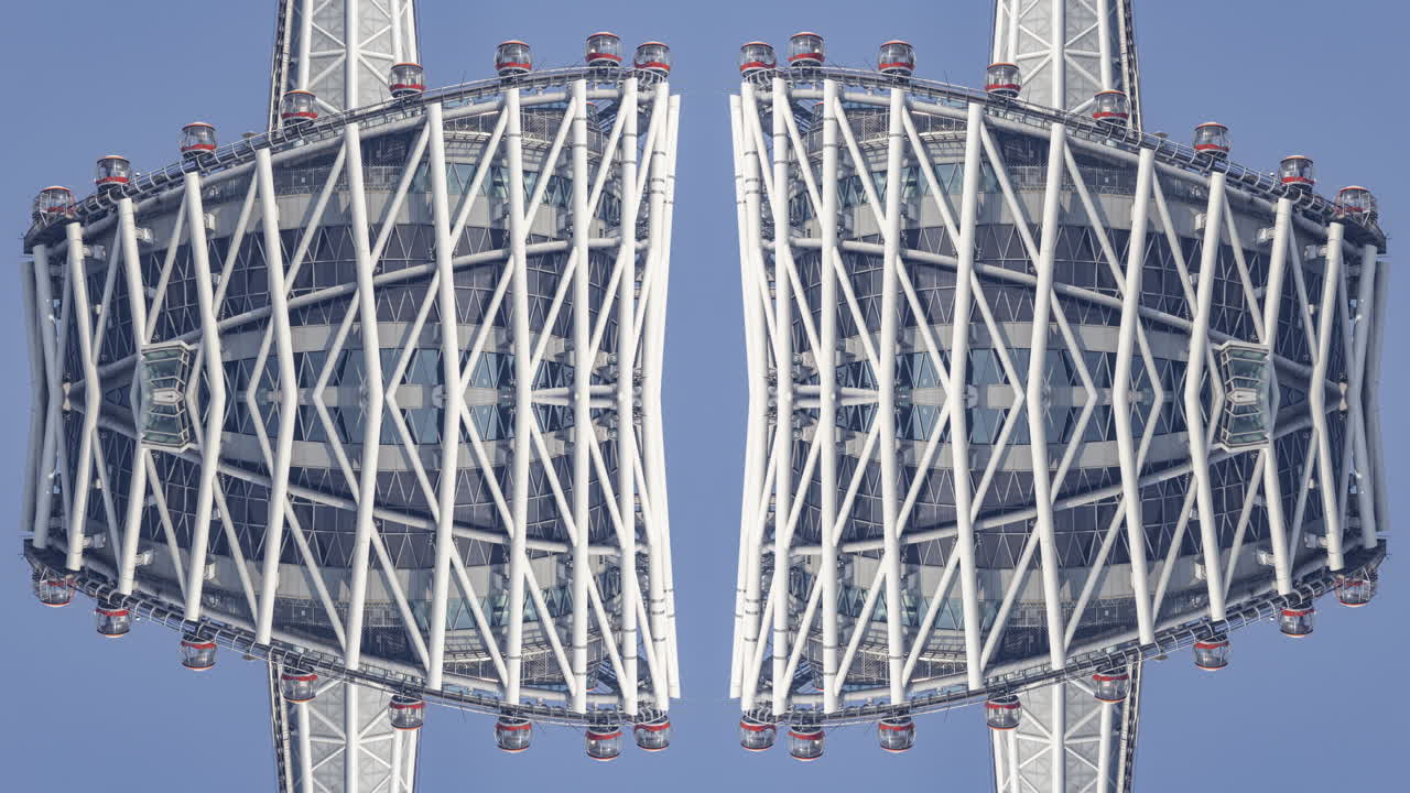 Abstract Symmetrical Modern Architecture Against Blue Sky
