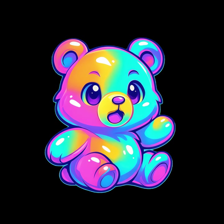 Ursinho de pelúcia de desenho animado com as cores do arco-íris