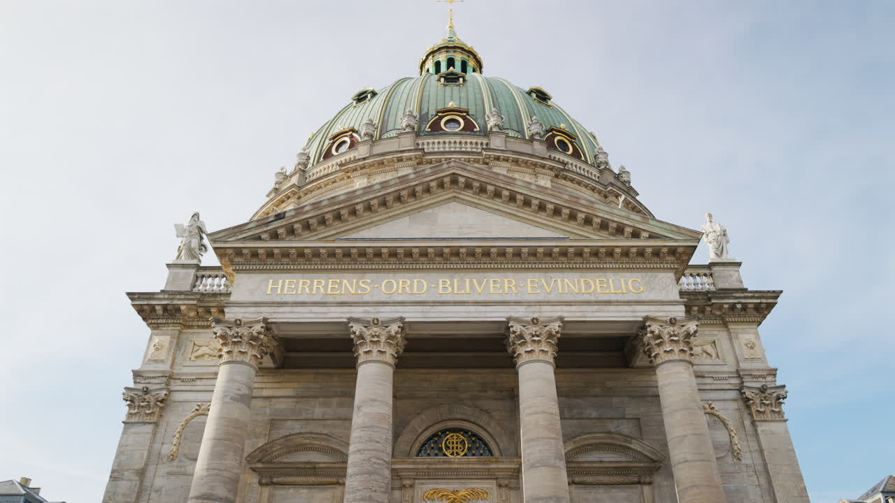 Front view of Frederik's Church in the city centre of Copenhagen, Denmark