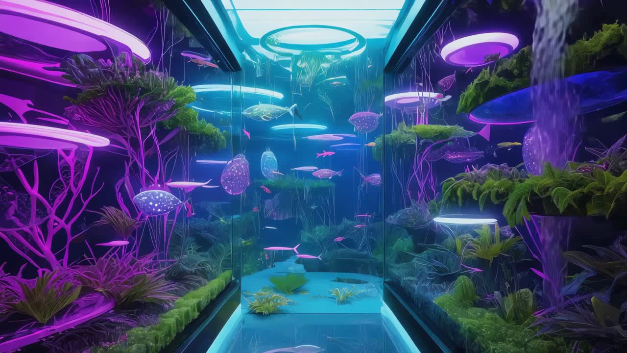 Futuristic Underwater Aquarium Hallway