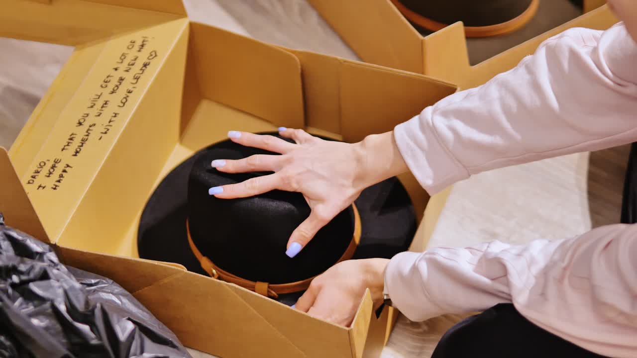 Evening side hustle scene of careful product packing for ecommerce delivery