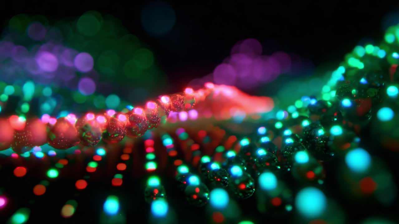 An Enchanting Symphony of Colors in Motion: A Vivid Display of Light and Reflections Captured in a Hypnotic Visual Journey, Showcasing Dazzling Patterns and Radiant Orbs Amidst a Fluid Background