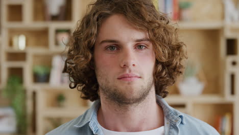 face, front and man with curly hair on creative