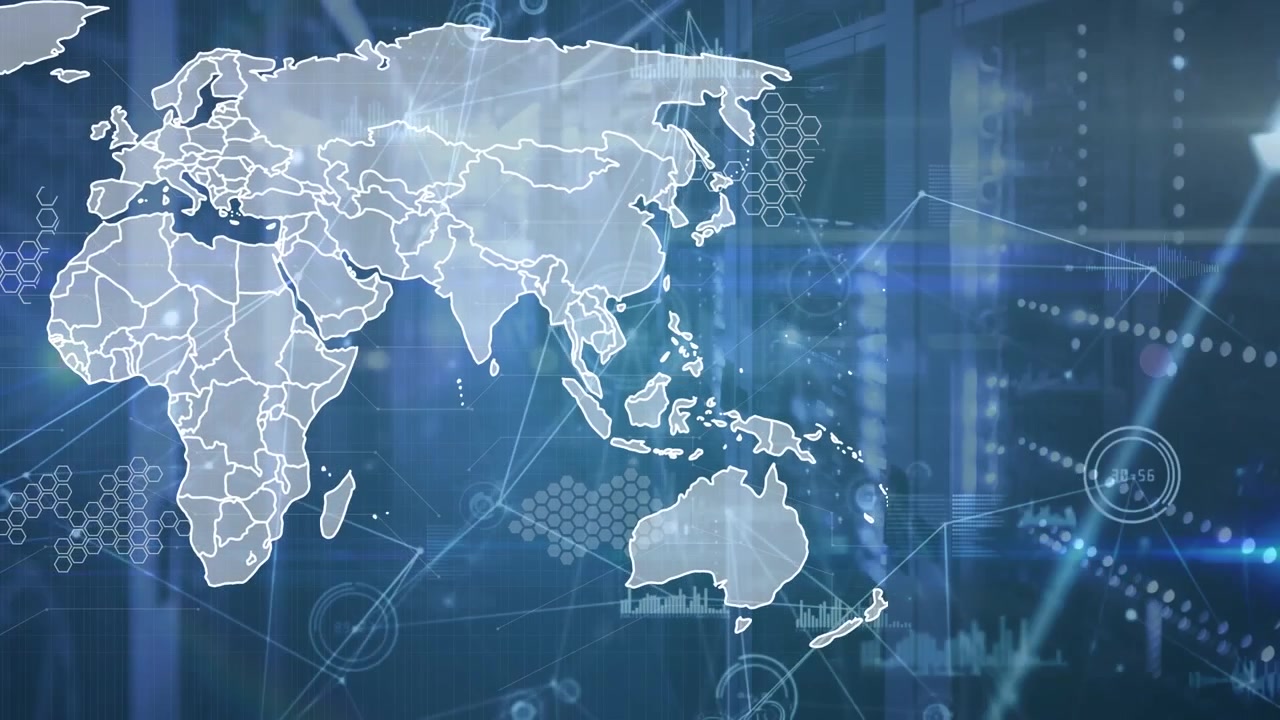 Animation of data processing over server room