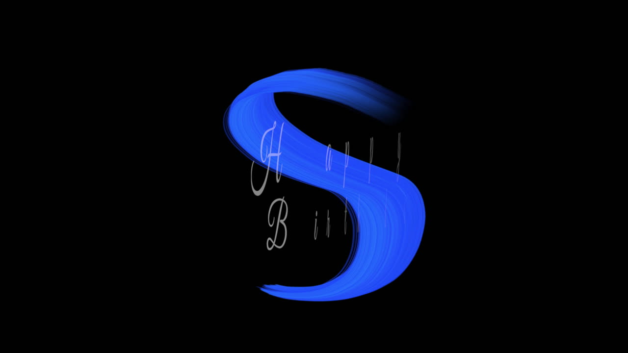 celebración alegre de cumpleaños con un letrero azul sobre fondo negro