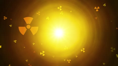 Fiery Radioactive Hazard Symbols Rotating in a Glowing Inferno – Dynamic Loopable Animation of Nuclear Energy and Danger