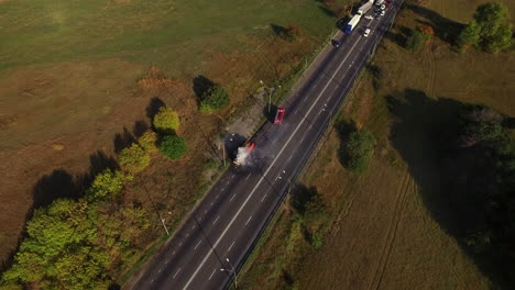 traffic jam on country road