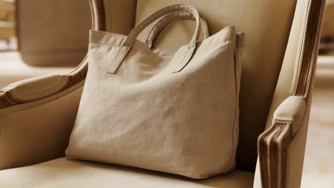 beige tote bag on an armchair