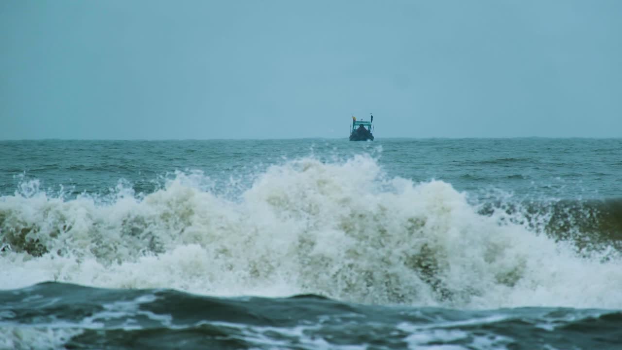 Fishing Trawler Boat in Stormy Weather, Bay of Bengal, Indian Ocean