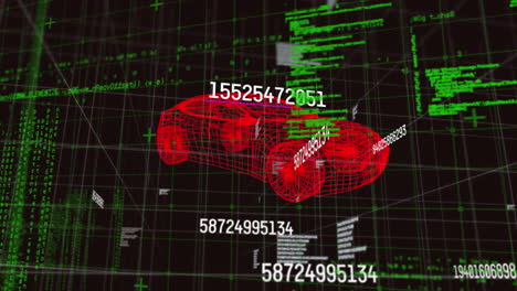 animación de un modelo de coche 3d y procesamiento de datos a través de la cuadrícula