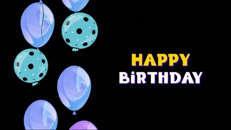 Animation-of-happy-birthday-text-over-blue-balloons-on-black-background