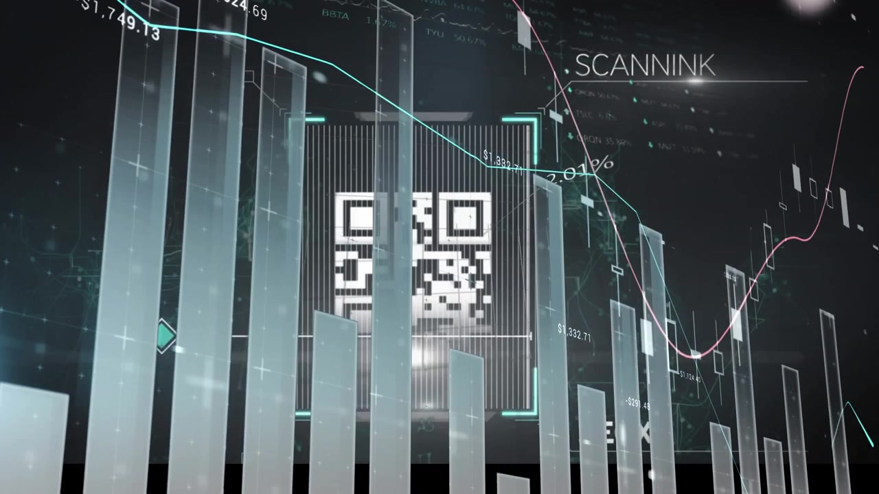 Animation of data processing over qr code