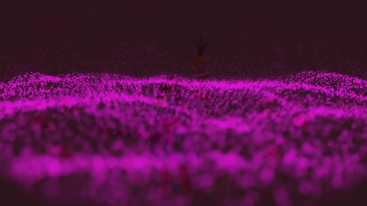 Animazione di un'onda di punti in movimento su sfondo nero.