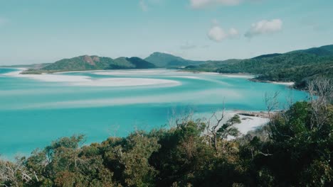 Beautiful-landscape-with-a-swirly-beach-and-crystal-clear-blue-water-in-Australia