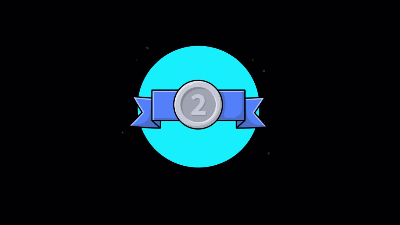 Animated Silver Second Place Medal with Blue Ribbon