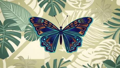 butterfly and tropical leaves illustration