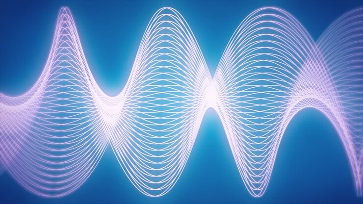 Abstract Blue Wave Pattern with White Lines