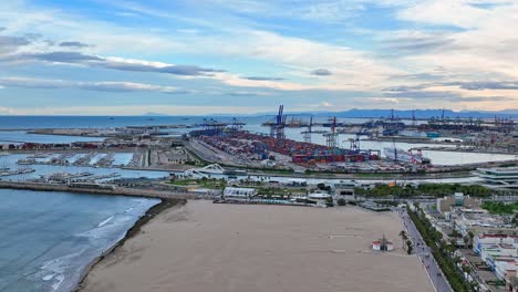 nearing in to port harbour infrastructure of valencia spain