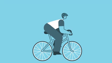 bicycle speed riding graphic flat design man cartoon character isolated loop 2d animation