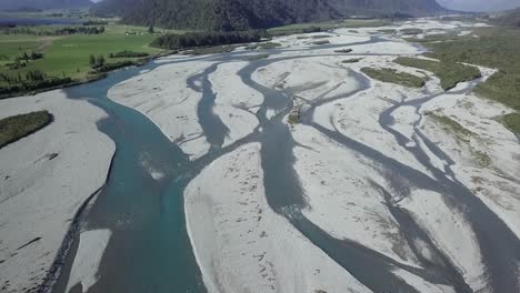 aerial view of a braided river landscape