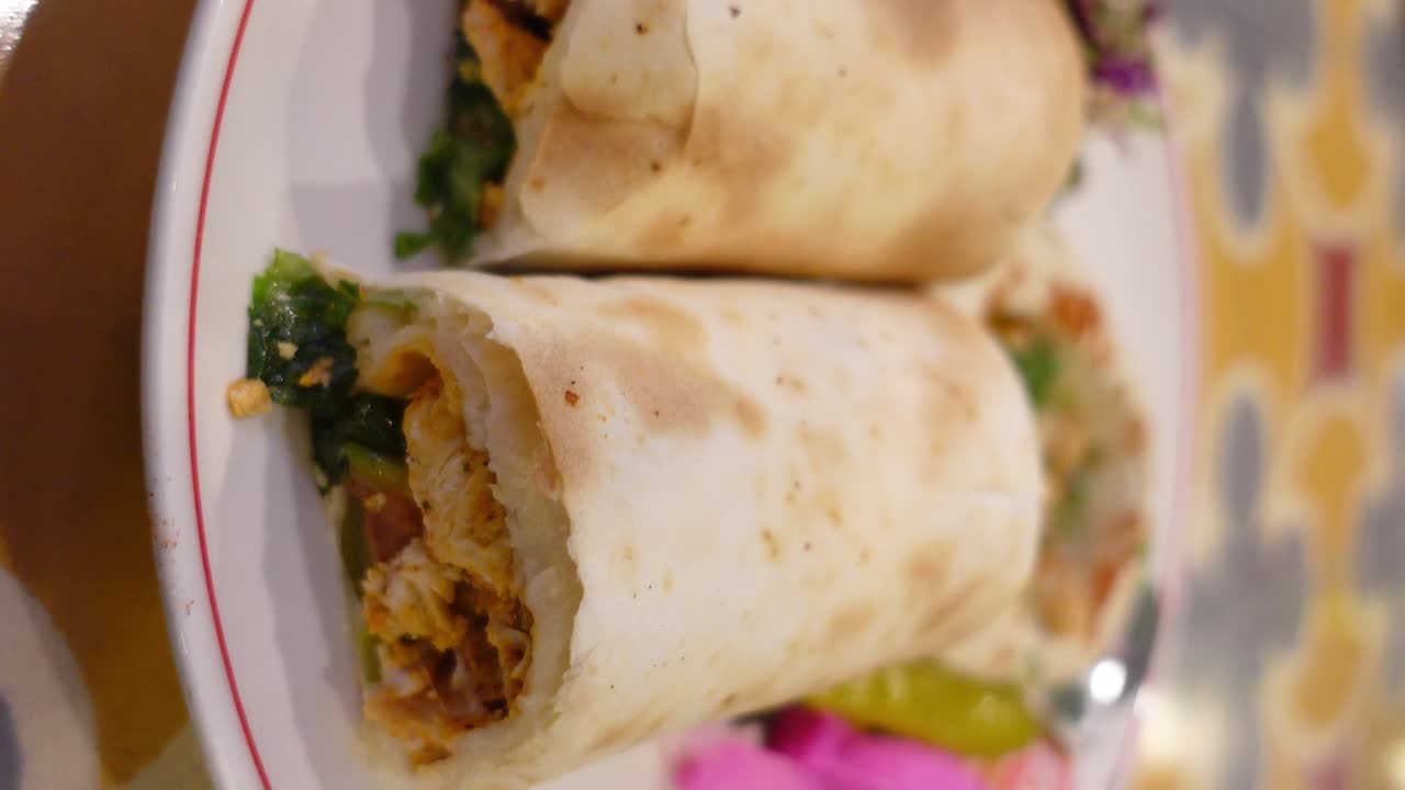 Delicious Shawarma or Chicken Wraps on a Plate