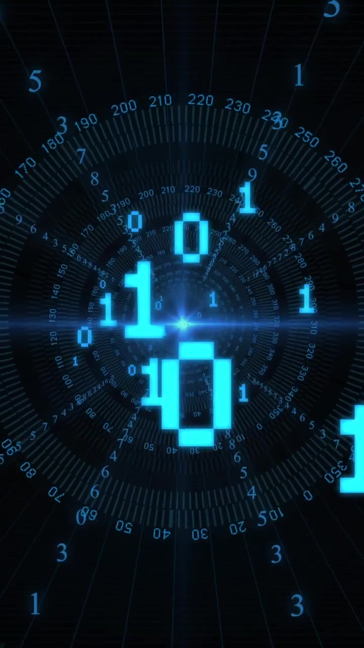 Animazione di codice binario ed elaborazione dati su mirini
