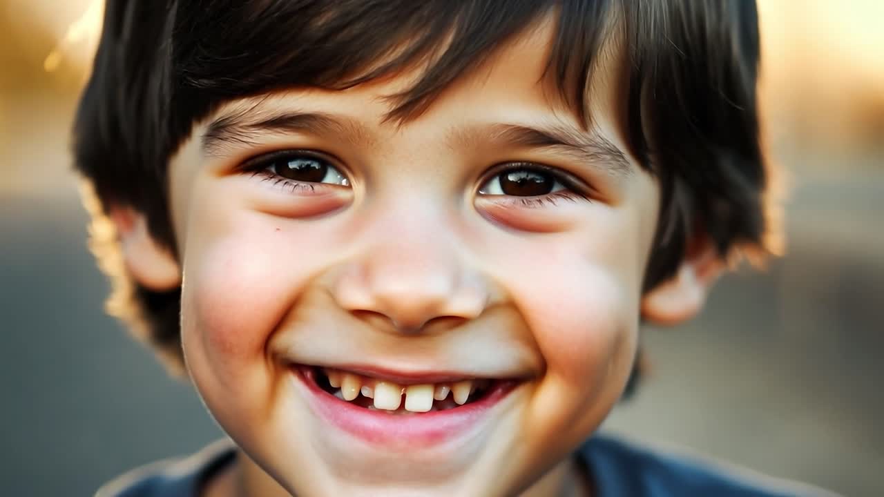 un niño sonriendo felizmente