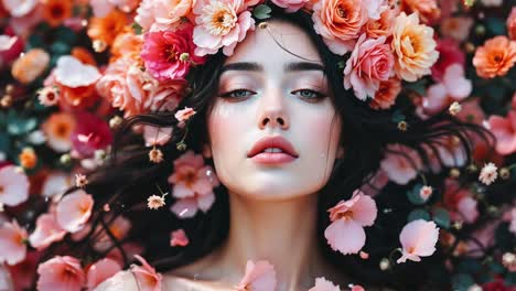 mujer con corona de flores