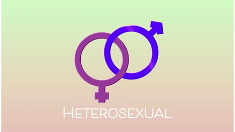 animation of moving blue and pink heterosexual symbol and text on beige background