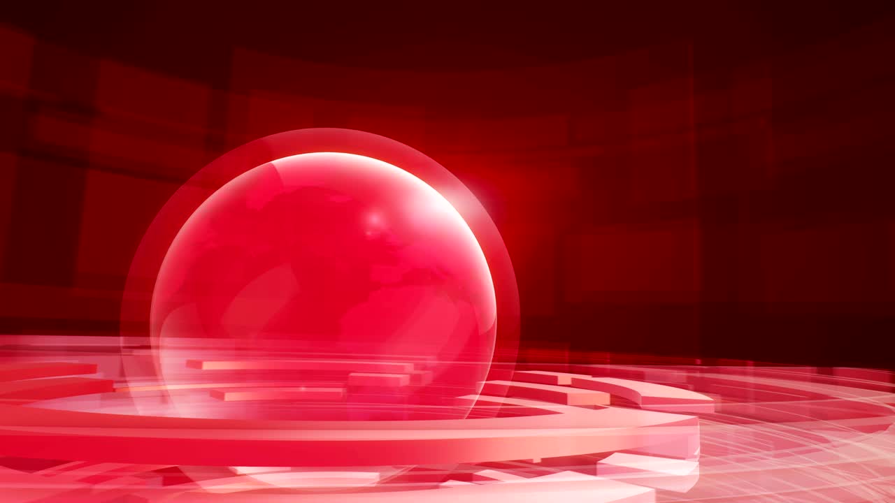 추상적인 디지털 루프 모션 배경은 회전하는 지구 지구와 원형 기하학적 모양을 가지고 있습니다.