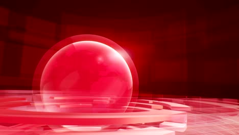 fondo de movimiento en bucle digital abstracto con globo terrestre giratorio y formas geométricas circulares.