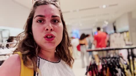shopper's pov: woman explores retail store