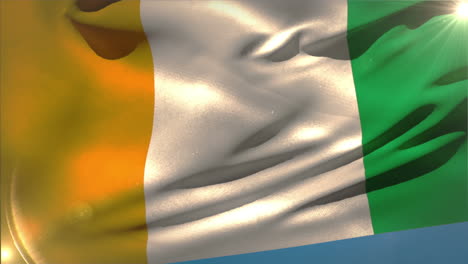 large ivory coast national flag waving