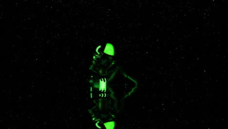 glowing spacesuit in the dark cosmos