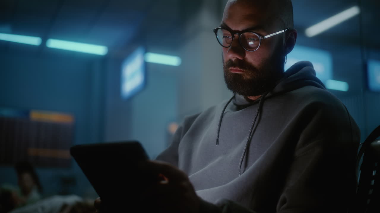 Airport Waiting Area at Night