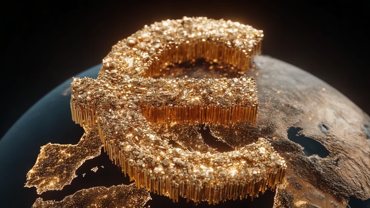 Symbole de l'euro scintillant dans un contexte mondial étincelant : une superbe visualisation 3D soulignant l'intersection de la monnaie et de la richesse terrestre