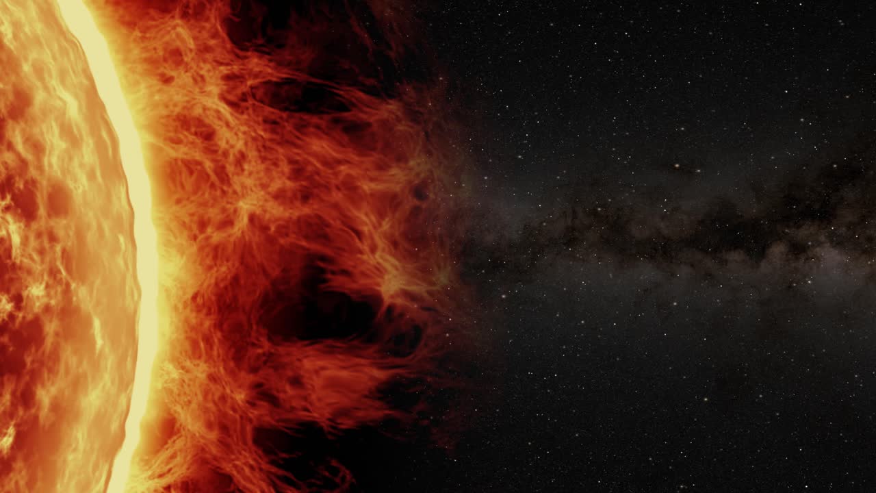 Animated journey past planets and stars