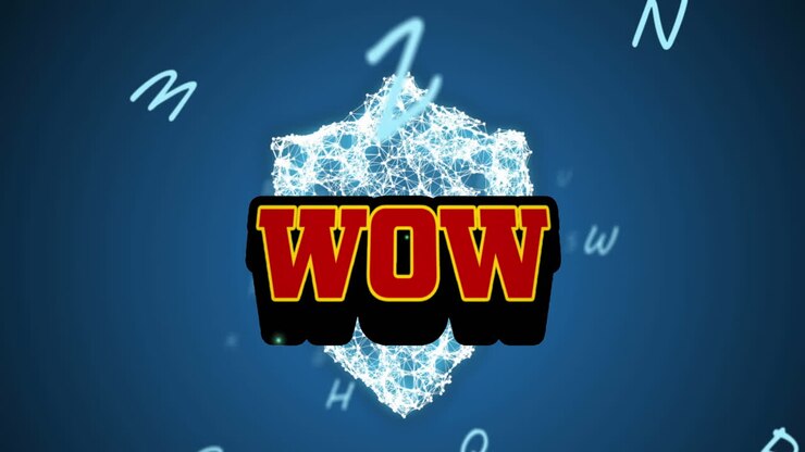 Animation of wow text over security shield and letters