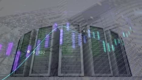 Animación-Del-Procesamiento-De-Datos-Sobre-El-Mapa-Mundial-Y-El-Globo-Giratorio-Contra-Servidores-Informáticos