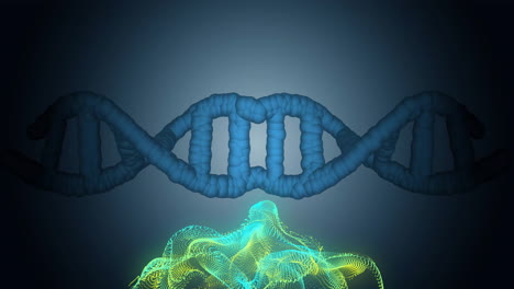 dna strand and data visualization animation over dark background