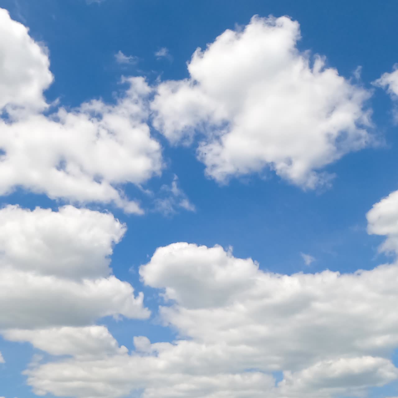 White soft clouds quickly transforming in the sky. Low angle view timelapse on summer daytime