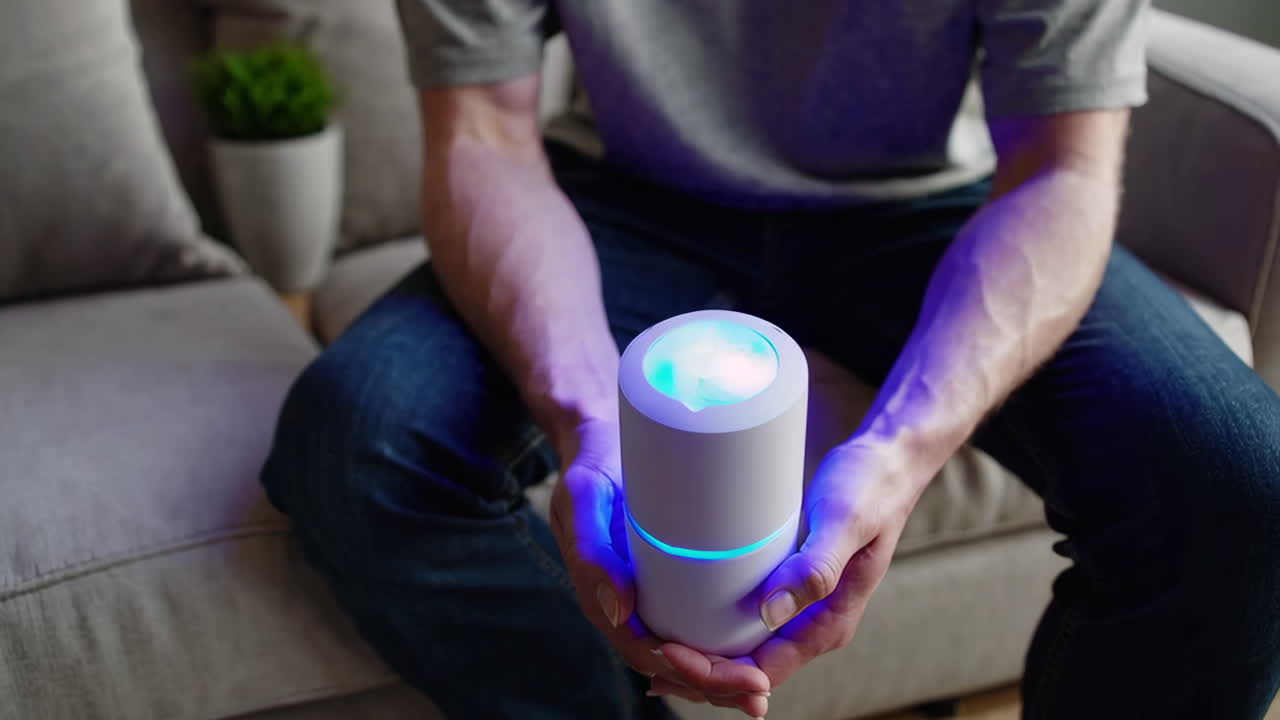 Person Holding a Glowing Diffuser