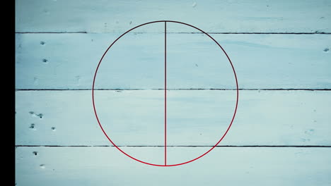 animación de línea roja en círculo sobre una mesa de madera blanca.