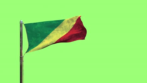waving flag of congo for any holiday on chroma key screen, isolated