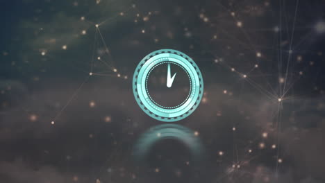 animación del reloj moviéndose sobre la red de conexiones