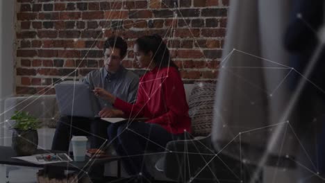 animación de la red de conexiones sobre personas de negocios en la oficina